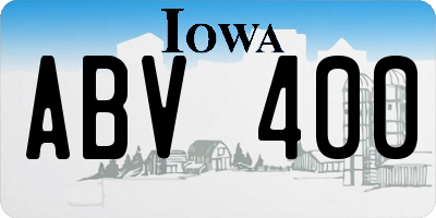IA license plate ABV400
