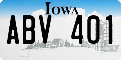 IA license plate ABV401