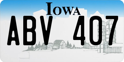 IA license plate ABV407