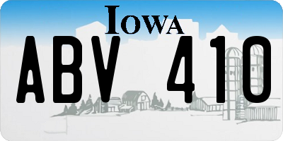 IA license plate ABV410