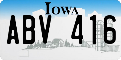 IA license plate ABV416