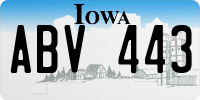 IA license plate ABV443