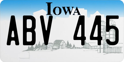 IA license plate ABV445