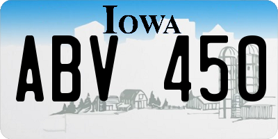 IA license plate ABV450