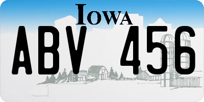 IA license plate ABV456
