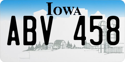 IA license plate ABV458