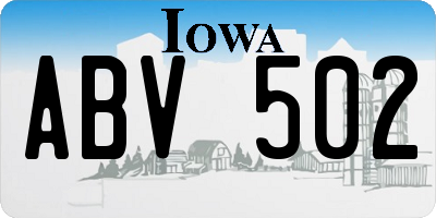 IA license plate ABV502