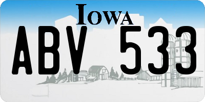 IA license plate ABV533