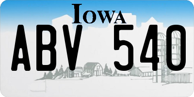 IA license plate ABV540