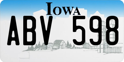 IA license plate ABV598