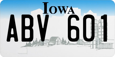 IA license plate ABV601
