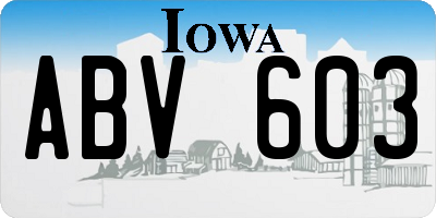 IA license plate ABV603