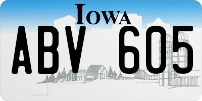 IA license plate ABV605