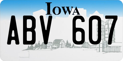 IA license plate ABV607