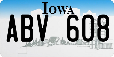 IA license plate ABV608