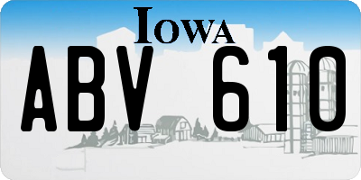IA license plate ABV610