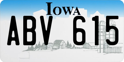 IA license plate ABV615