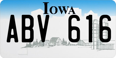 IA license plate ABV616
