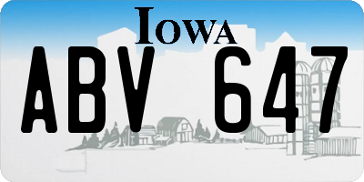 IA license plate ABV647