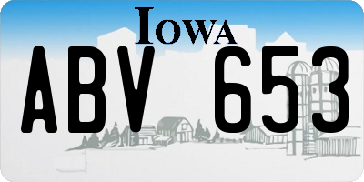 IA license plate ABV653