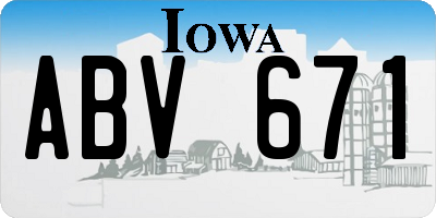 IA license plate ABV671