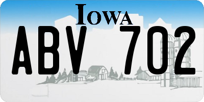 IA license plate ABV702
