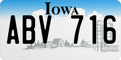 IA license plate ABV716