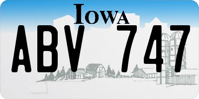 IA license plate ABV747