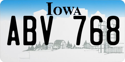 IA license plate ABV768