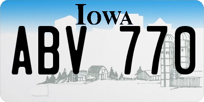 IA license plate ABV770