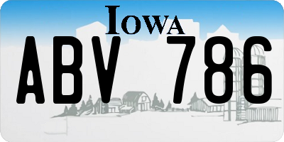 IA license plate ABV786
