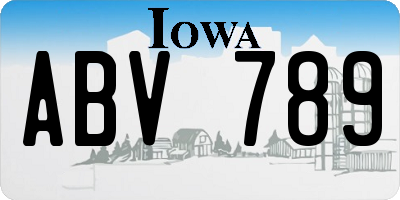 IA license plate ABV789