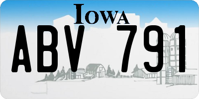 IA license plate ABV791