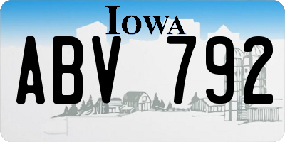 IA license plate ABV792