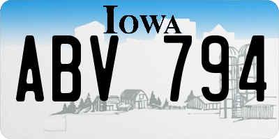 IA license plate ABV794