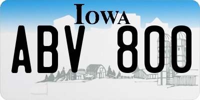 IA license plate ABV800