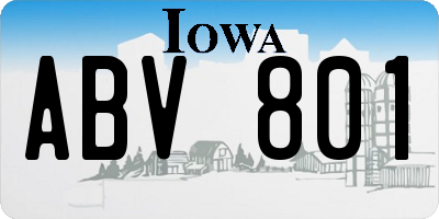 IA license plate ABV801