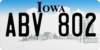 IA license plate ABV802