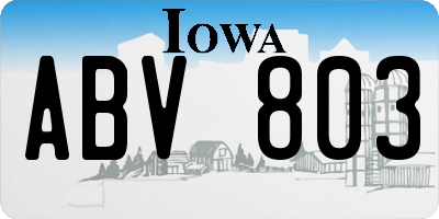 IA license plate ABV803