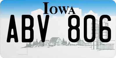 IA license plate ABV806
