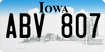 IA license plate ABV807