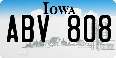 IA license plate ABV808
