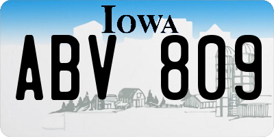 IA license plate ABV809