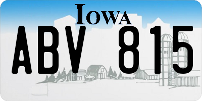 IA license plate ABV815
