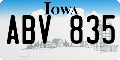 IA license plate ABV835