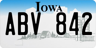 IA license plate ABV842