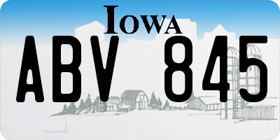 IA license plate ABV845