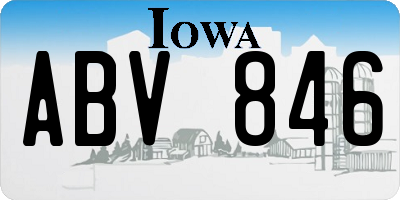 IA license plate ABV846