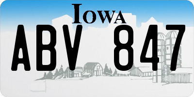 IA license plate ABV847