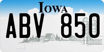 IA license plate ABV850